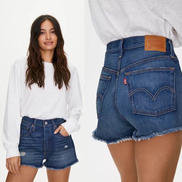 LEVI'S 501 High Rise Button Fly Cutoff Shorts 28 - Picture 1 of 7